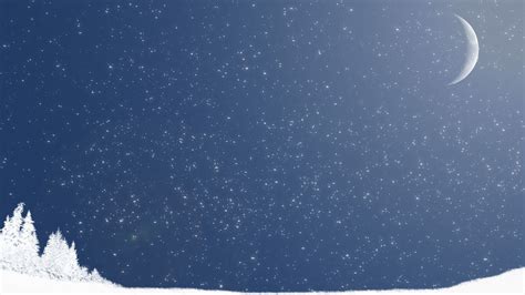 Crescent Moon And Starry Sky Wallpaper Stars Snow Moon Artwork Hd