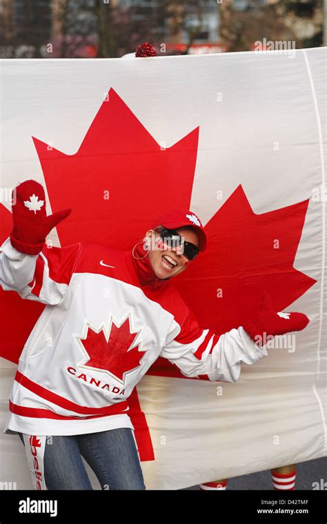 Canadian Hockey Fans During The 2010 Winter Olympics Vancouver Canada