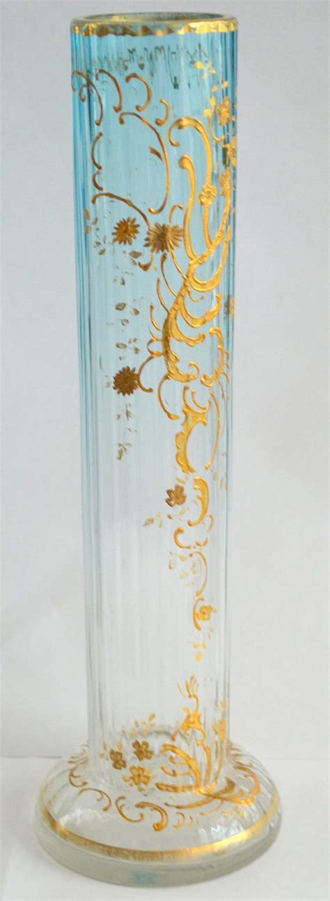 Moser Bohemian Art Glass Vase Blue With Gold Enamel 10 Etsy Glass Art Bohemian Art Art