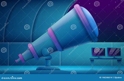 Cartoon Observatory With A Telescope At Night Stock Illustration