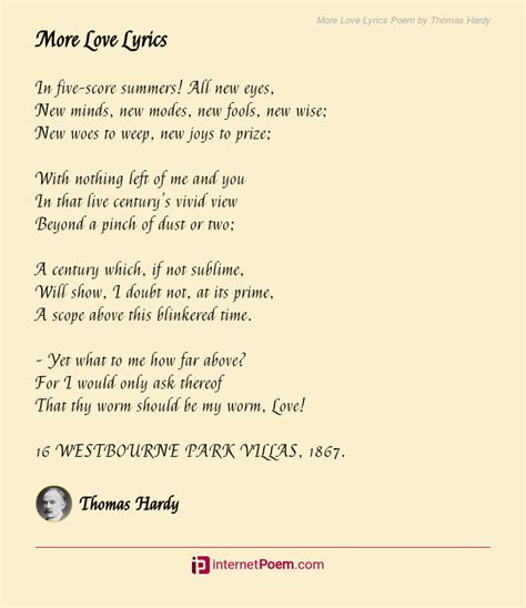 More Love Lyrics Poem By Thomas Hardy