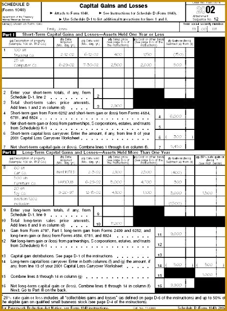 Irs Capital Loss Carryover Worksheet