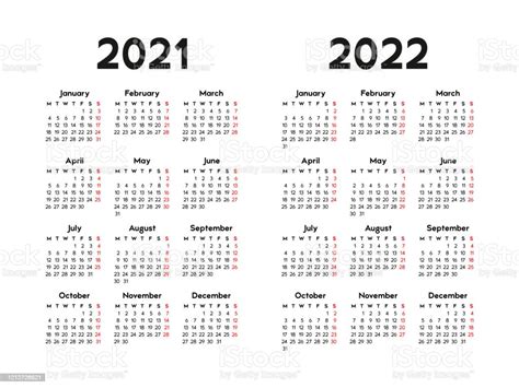 달력 2021 및 2022 주 월요일에 시작 0명에 대한 스톡 벡터 아트 및 기타 이미지 0명 1월 2021년 Istock
