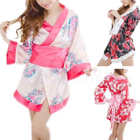 Sexy Sexy Floral Japanese Kimono Stage Sleepwear Lingerie Dress Bath