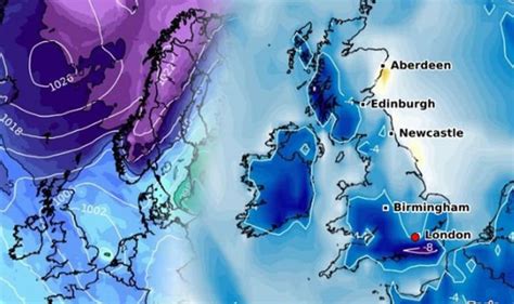 Uk Snow Map Scandinavian Deep Freeze To Bring Eight Inches Of Snow And