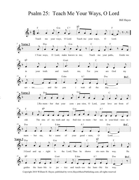 Teach Me Thy Way O Lord Easy Piano Sheet Music Free Music Sheet
