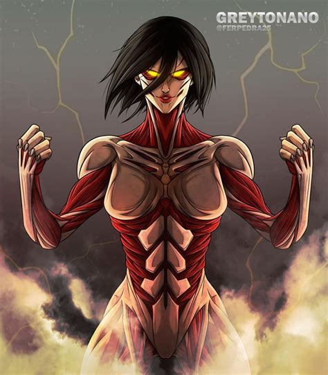 Mikasa Female Titan Form By Greytonano On DeviantArt Female Titan