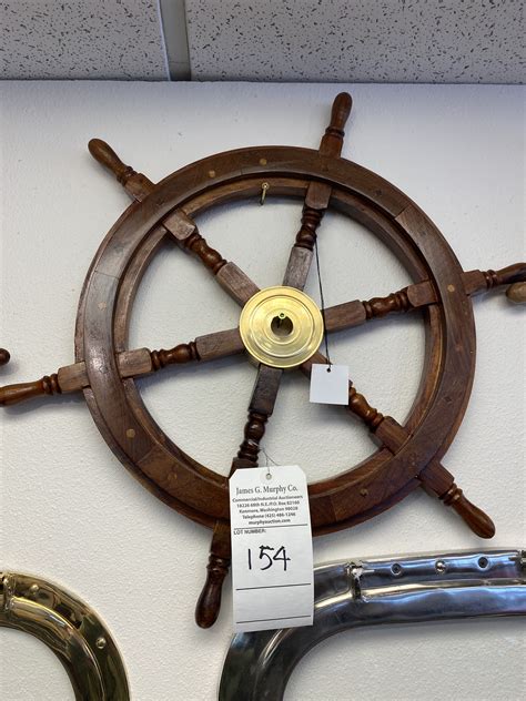 Wooden Ship Wheel With Brass Center Approx 245 Dia Savy Boat