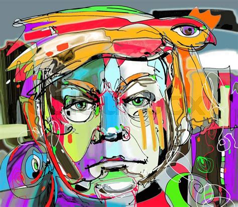 Original Abstract Art Contemporary Digital Painting Portrait Of The Man
