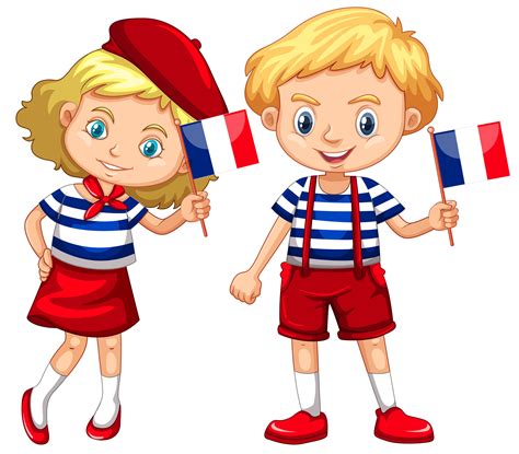 Jungen Und Mädchen Mit Flagge Von Frankreich 605340 Vektor Kunst Bei