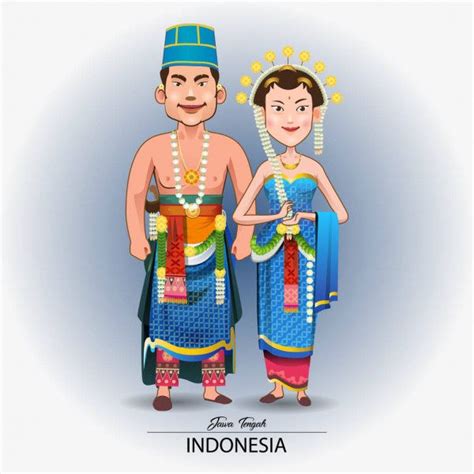 Vektor Ilustrasi Pakaian Pengantin Tradisional Jawa — Stok Ilustrasi