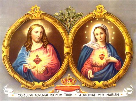 Llavero de metal con sagrado corazón de jesús en anverso y sagrado corazón de maria en el reverso. Sagrados Corazones de Jesús y María | Adoremos al Santísimo