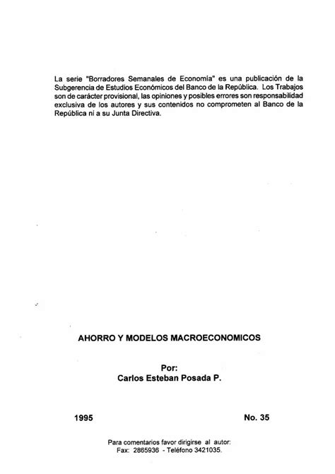 Ahorro Y Modelos Macroecon Micos PDF Document