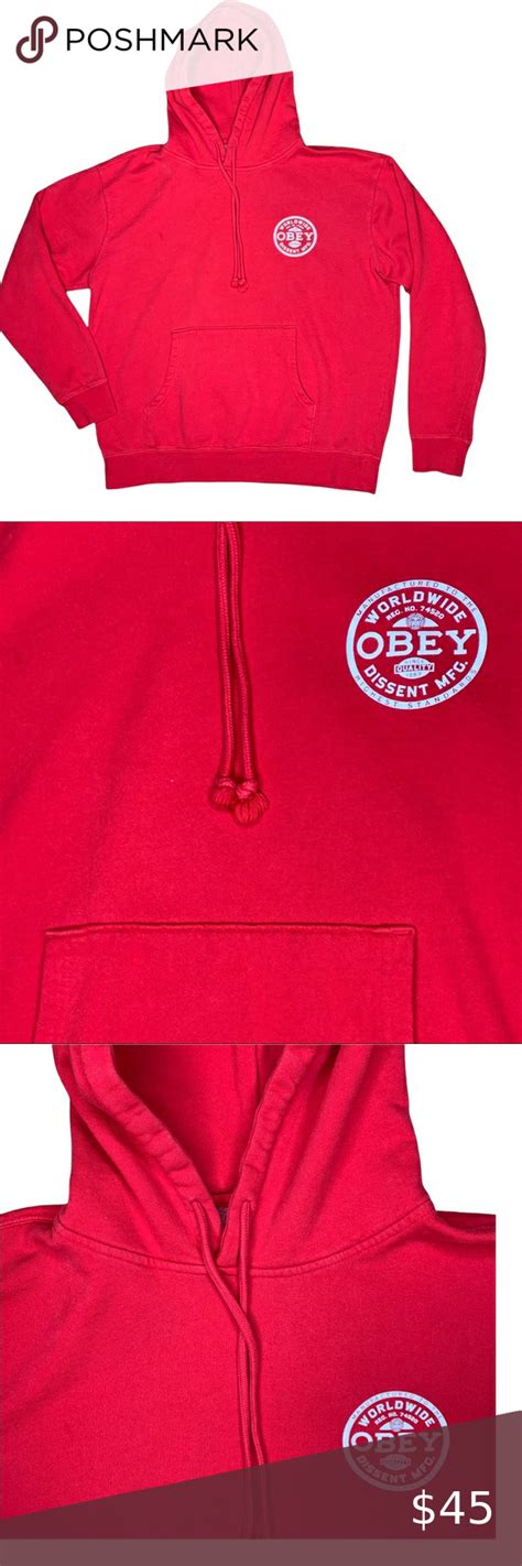 Obey Red Pullover Hoodie With White Graphic Nwot Red Pullover Plus