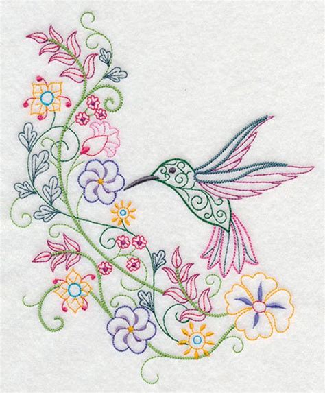 Embroidered Hummingbirdhummingbird And Flowers Embroidered Kitchentea