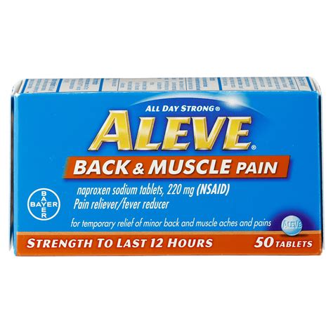 Aleve Back And Muscle Pain Tablet Pain Relieverfever Reducer 50 Ct