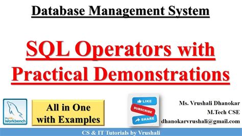 Dbms 20 Sql Operators Practical Demo Dbms Sql Tutorial For