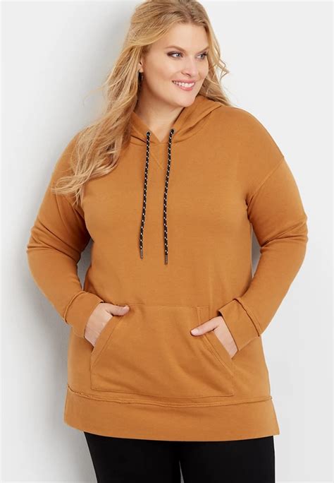 Plus Size Solid Tunic Pullover Hoodie Maurices