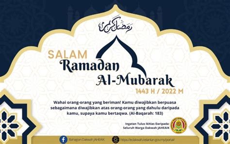 Selamat Berpuasa And Menyambut Ramadhan Al Mubarak 1443h2022m Portal