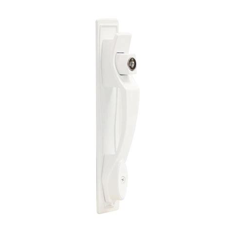 Larson White Push Button Heavy Duty Latch With Key In The Screen Door