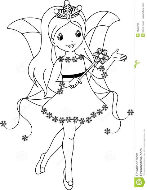 Fairy Winter Coloring Page Stock Vector Illustration Of