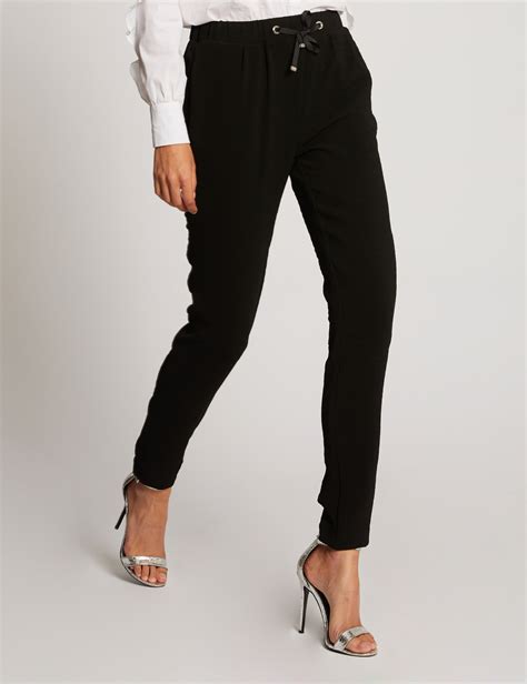 Pantalon Droit Taille Haute élastiquée Noir Femme Morgan