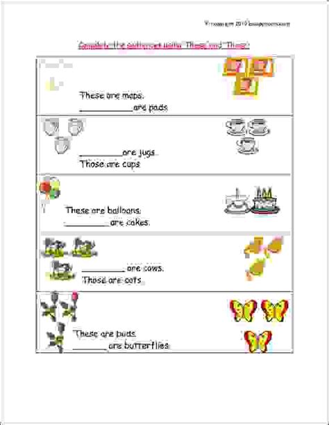 This That These Those Worksheets For Grade 1