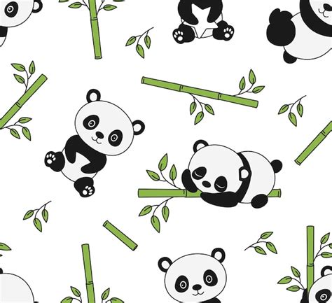 Premium Vector Seamless Pattern With Panda