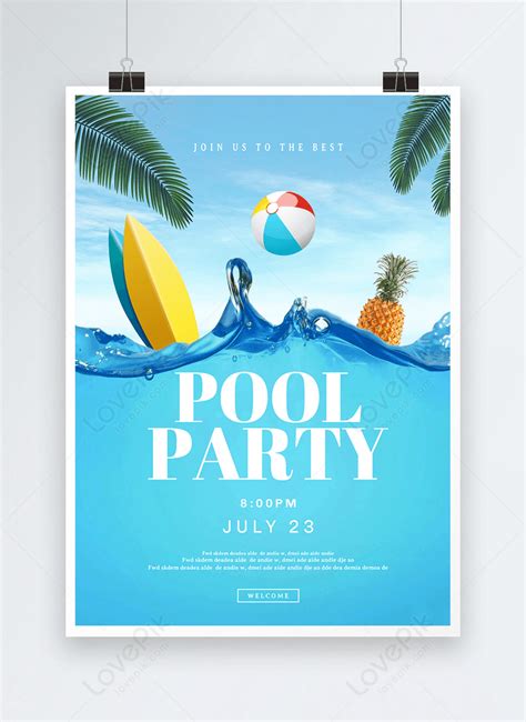 Creative Poster For Blue And Fresh Pool Party Template Image Picture