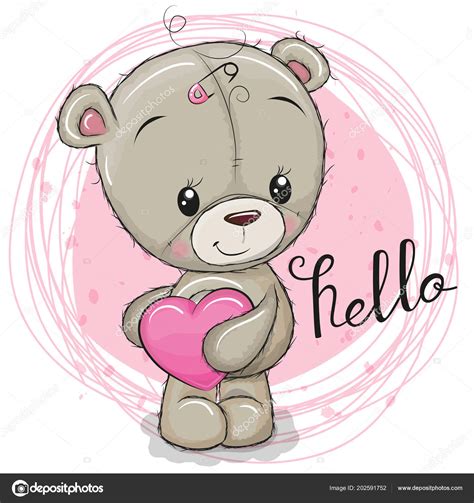 6,000+ vectors, stock photos & psd files. Cute Cartoon Teddy Bear Girl Heart — Stock Vector ...