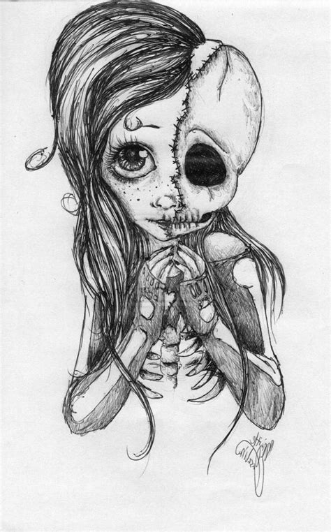 Split Drawing Half Girl Half Skull Easy Things To Draw When Your