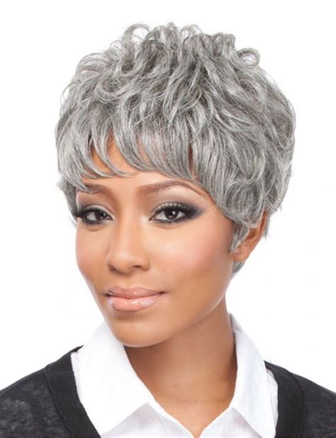 Capless Short Gray Synthetic Wavy Hair Wig Gray Hair Wigs