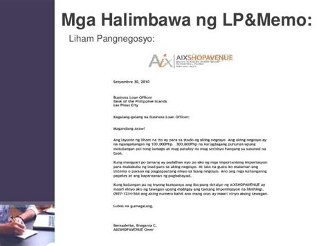 Liham Pang Negosyo Example Tagalog Hot Bubble