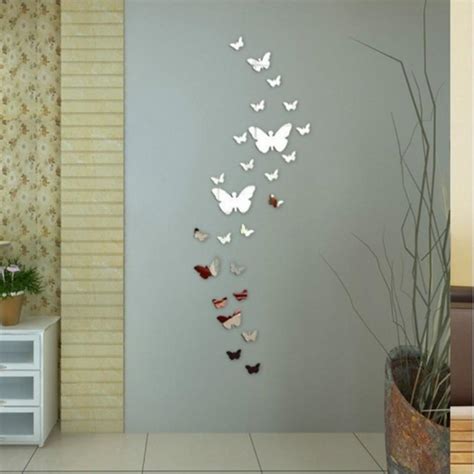 Buy 12pcsset Modern 3d Mirror Acrylic Butterfly Home Decoration Diy