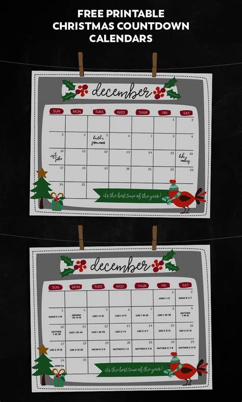 Free Printable Christmas Countdown Calendar Calendar Templates