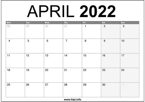 april  uk calendar printable   hipiinfo