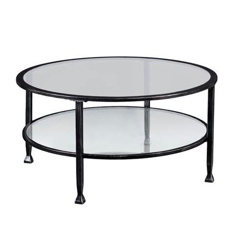 Southern Enterprises Jaymes Black Metal And Glass Round Cocktail Table Ck8740 Bellacor