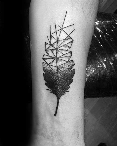 30 Geometric Feather Tattoo Designs For Men Shaped Ink Ideas