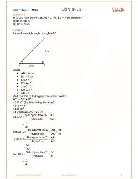 Documents similar to geometry smart packet answer key. NCERT Solutions for Class 10 Maths Chapter 8 Introduction to Trigonometry (Ex 8.1) Exercise 8.1 ...