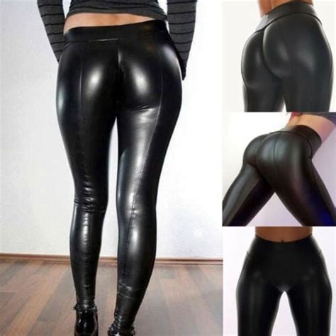 high quality goods free delivery and returns women shiny wet look vinyl pvc stretch leggings