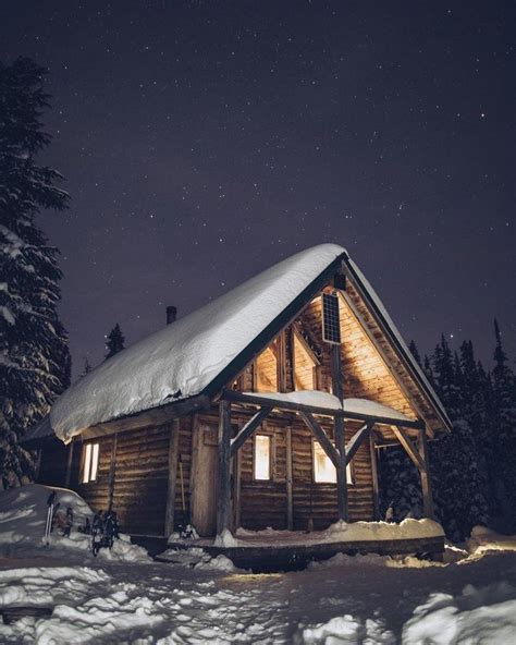 Snowy Cabin Starry Night Weekend Vibes Tiny House Cabin Log Homes