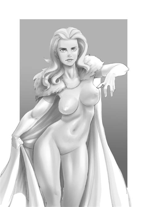 Rule 34 Black And White Blonde Hair Breasts Emma Frost Marvel Marvel Comics Monochrome Nude