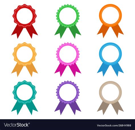 Collection Colorful Award Ribbons Set Royalty Free Vector
