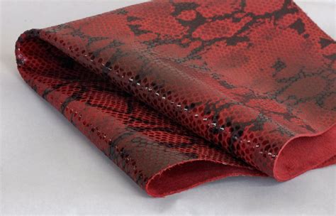 Python Print Genuine Leather Snakeskin Print Leather Red Genuine