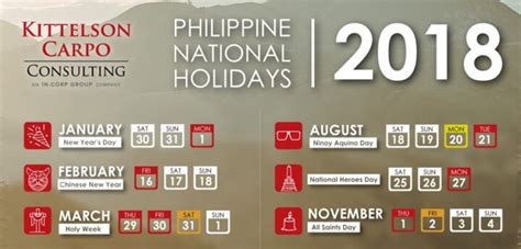 Philippine National Holidays For 2018 Incorp Philippines