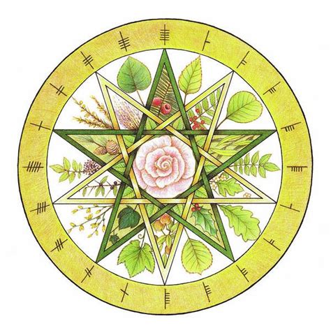 Ogham Grove Entwined Pentagrams Art Print By Yuri Leitch Ogham Pagan Art Wheel Art