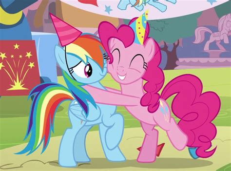 Birthaversary Cropped Duo Hat Hug Party Hat Pinkie Pie Rainbow Dash Safe