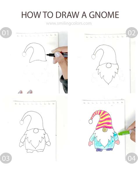 Gnome Drawing Easy 4 Step Tutorial With Free Printable Smiling