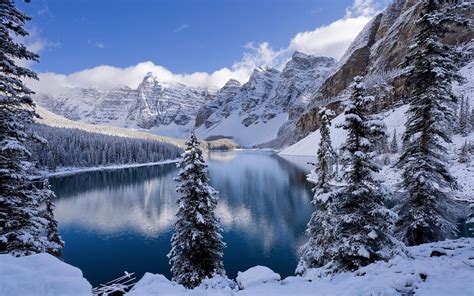 Nature Winter Snow Moraine Lake Wallpapers Hd Desktop