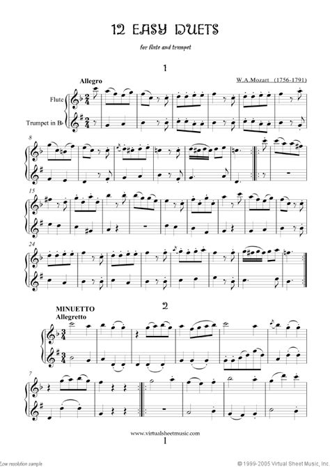 Mozart Mozart Easy Duets Sheet Music For Flute And